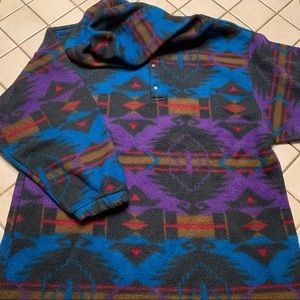 Vintage Aztec Print Pullover Fleece Size XL